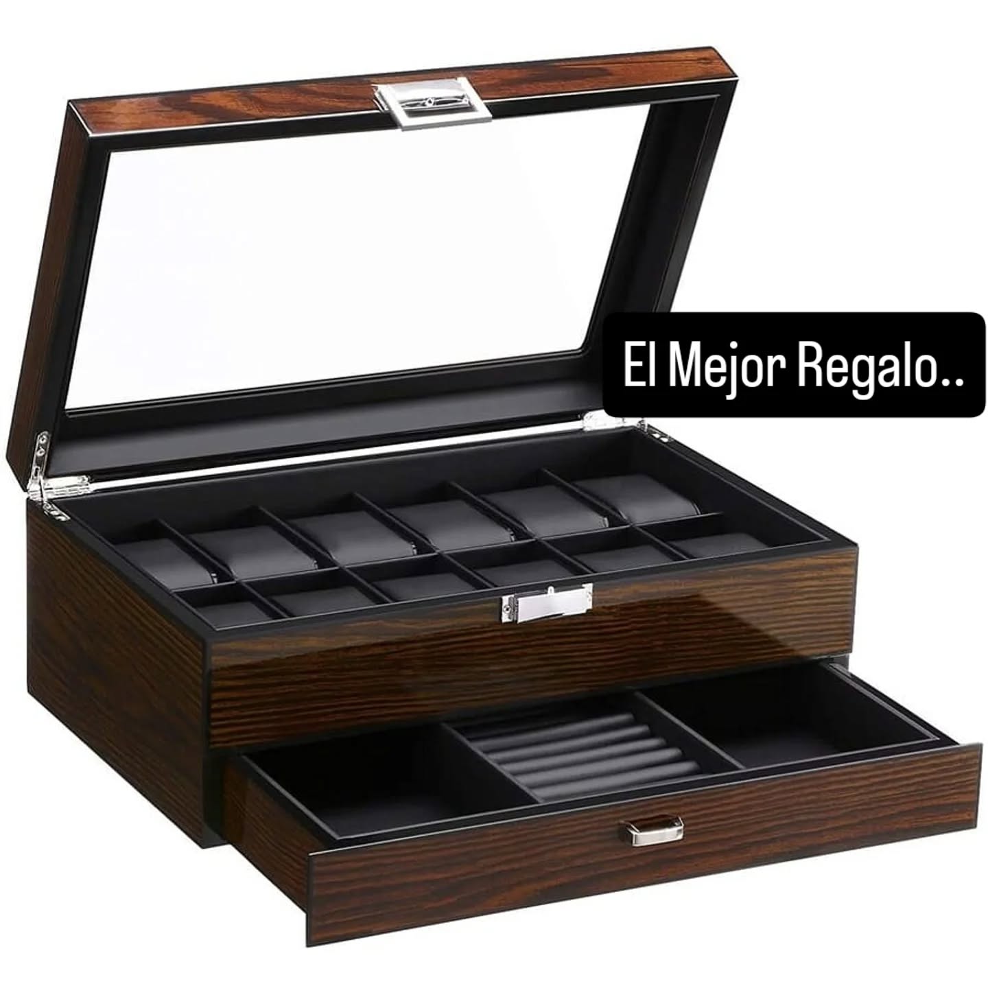Estuche organizador de Lujo en Madera Relojes y accesorios. Encuentralo  por $46